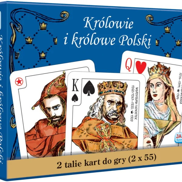 Gra KARTY DO GRY 55X2SZT KROLOWIE I KROLOWE POLSKI - najniższa cena