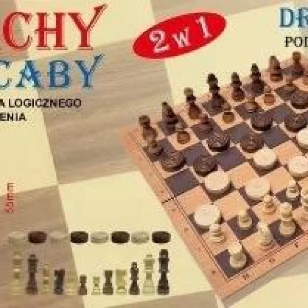 Gra Szachy i warcaby drewniane 2w1 - najniższa cena
