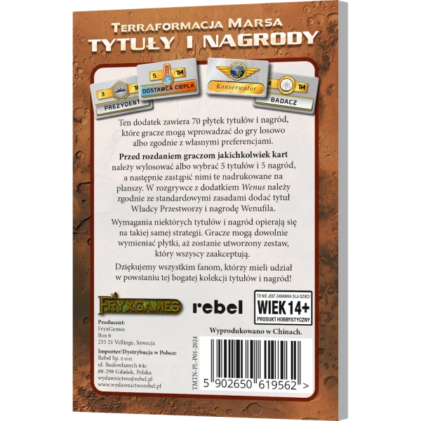 Gra Terraformacja Marsa: Tytuły i nagrody - najniższa cena